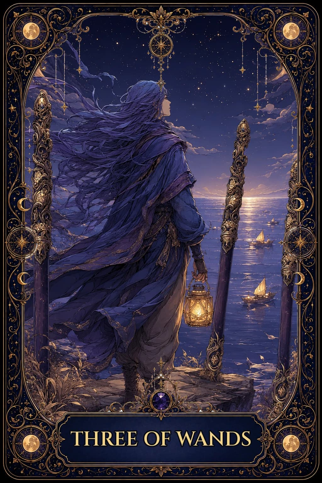 Three of Wands, Arcana Noctis base deck