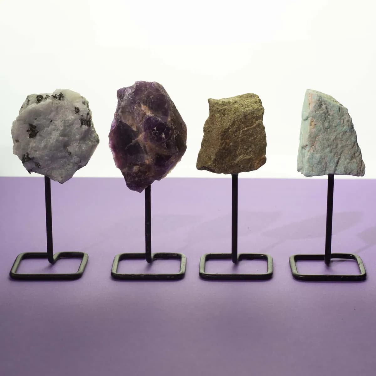 Mineral Specimen on Metal Stand - Rainbow Moonstone