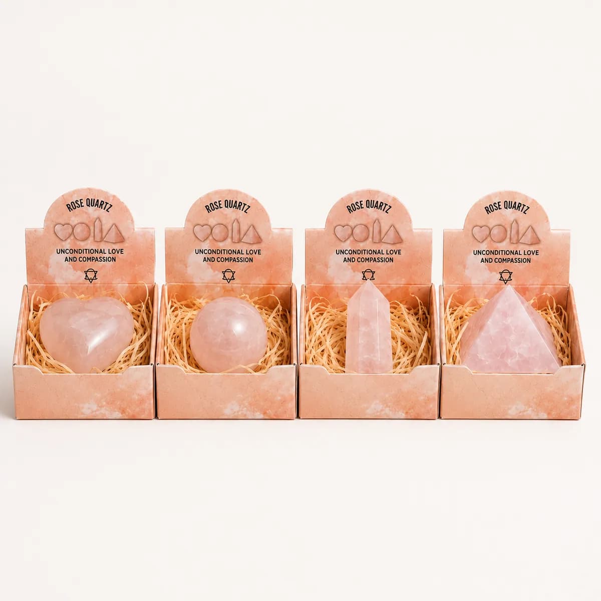 Four Gemstone Shapes - Rose Quartz