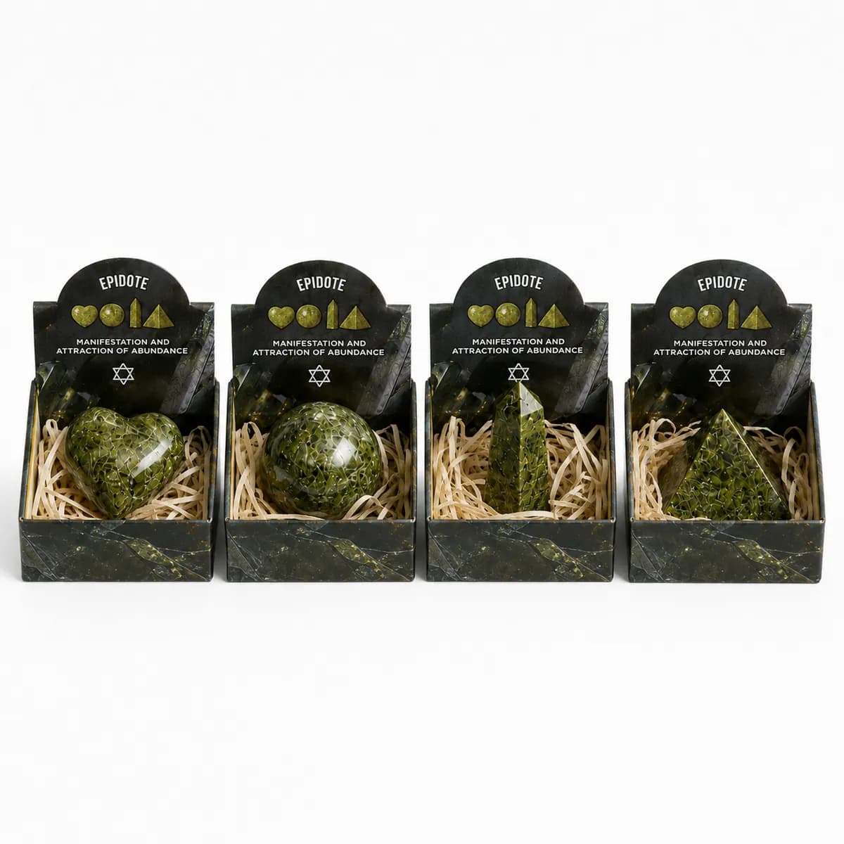 Four Gemstone Shapes - Epidote