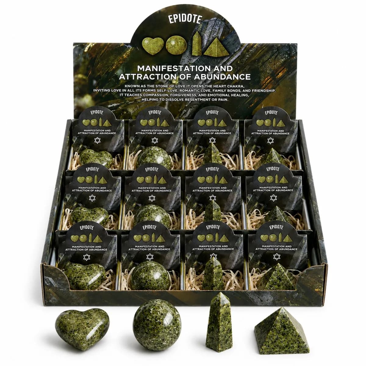 Four Gemstone Shapes - Epidote