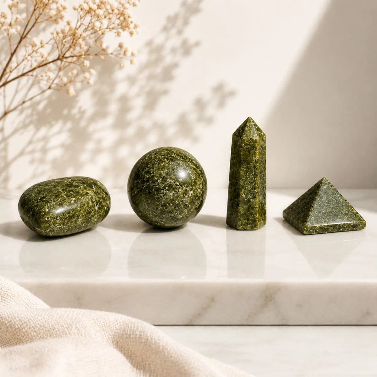Four Gemstone Shapes - Epidote