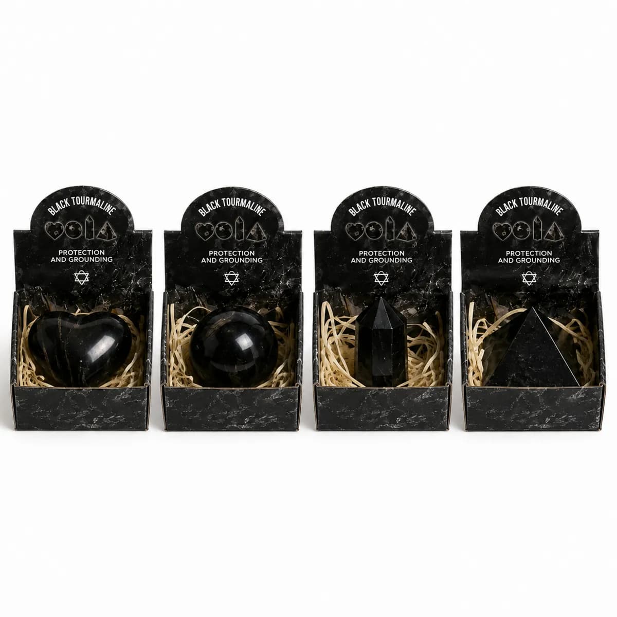 Four Gemstone Shapes - Black Tourmaline