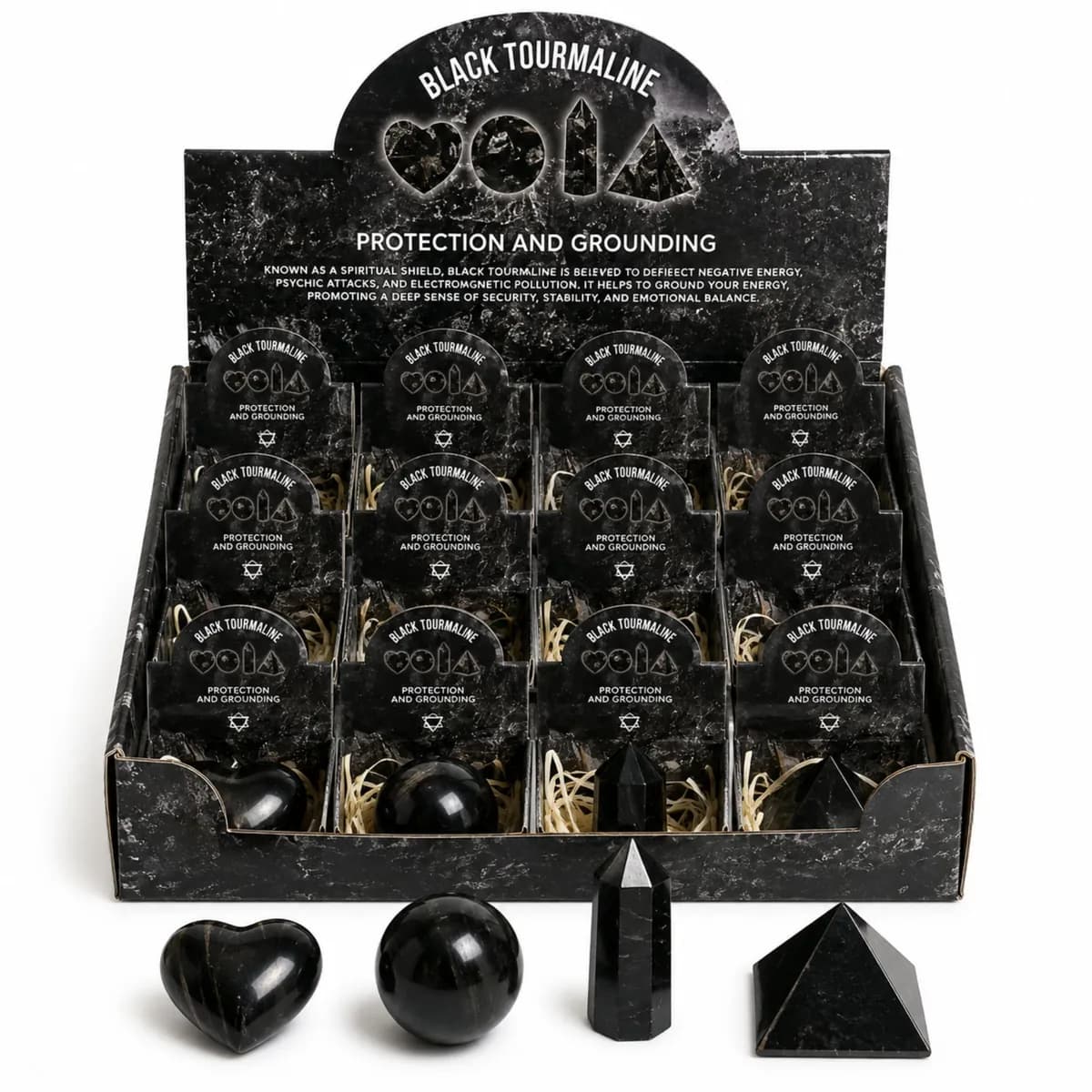 Four Gemstone Shapes - Black Tourmaline