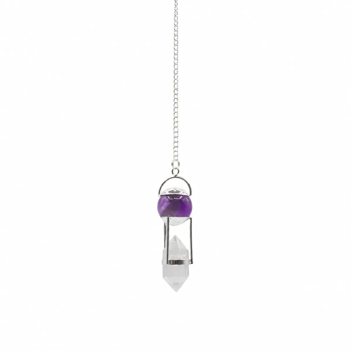 Seeker of Truth - Double Power Pendulum - Amethyst Globe - Clear Quartz Double Terminated