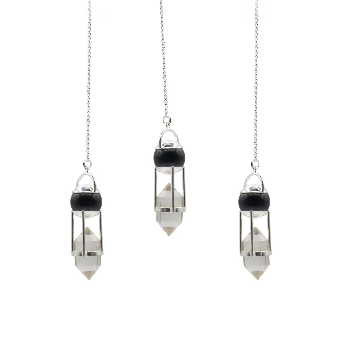 Shadow Seer - Double Power Pendulum - Obsidian Globe - Clear Quartz Double Terminated