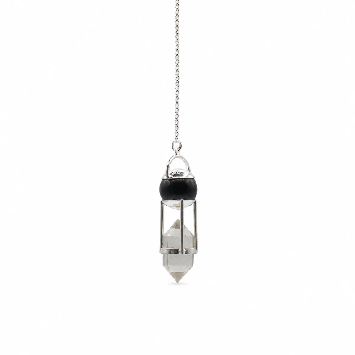 Shadow Seer - Double Power Pendulum - Obsidian Globe - Clear Quartz Double Terminated