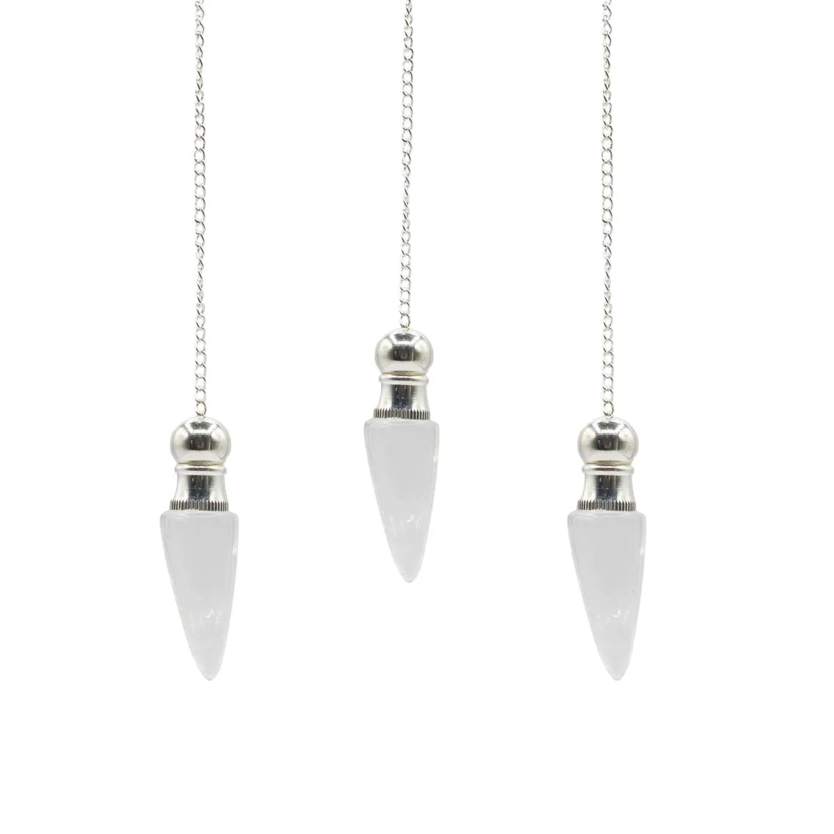 Secret Cavity Discovery of Truth Pendulum - Clear Quartz - Silver Plated