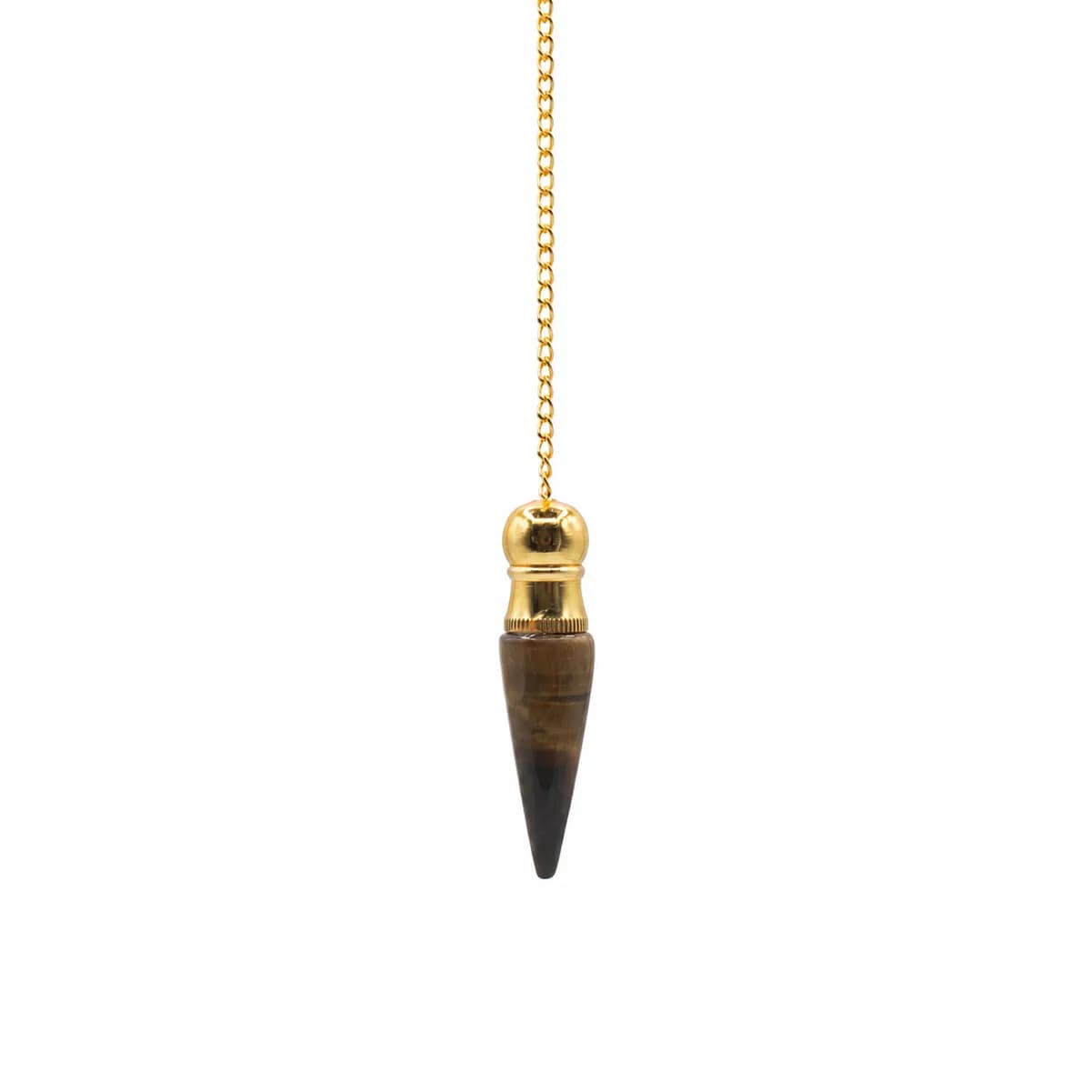 Secret Cavity Discovery of Truth Pendulum - Tiger Eye - Gold Plated