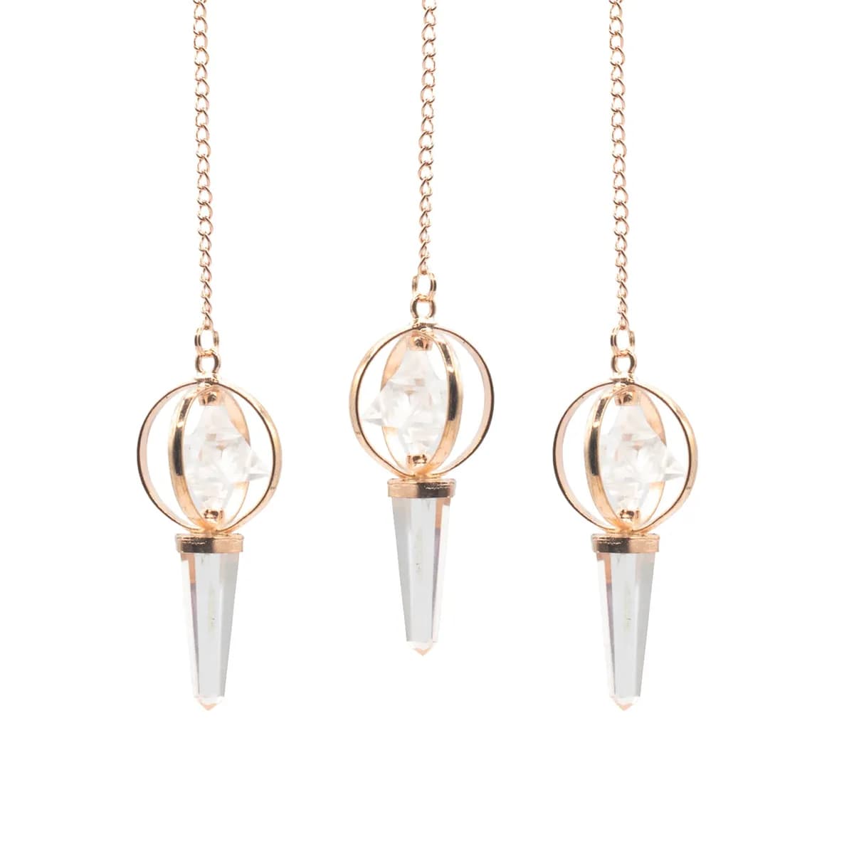 Stellar Gateway - Two Piece Spinning Merkaba Star in Copper Pendulum -  Clear Quartz