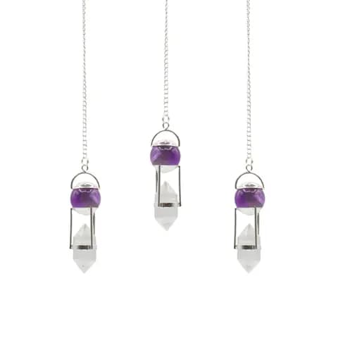 Seeker of Truth - Double Power Pendulum - Amethyst Globe - Clear Quartz Double Terminated