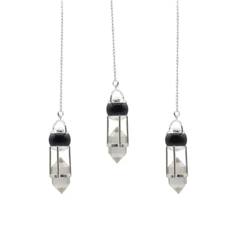 Shadow Seer - Double Power Pendulum - Obsidian Globe - Clear Quartz Double Terminated