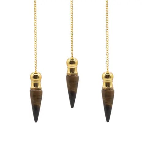 Secret Cavity Discovery of Truth Pendulum - Tiger Eye - Gold Plated