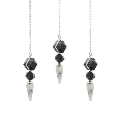 Psychic Gateway Edition - Three Piece Pendulum - Multi Fluorite - Labradorite - Rainbow Moonstone