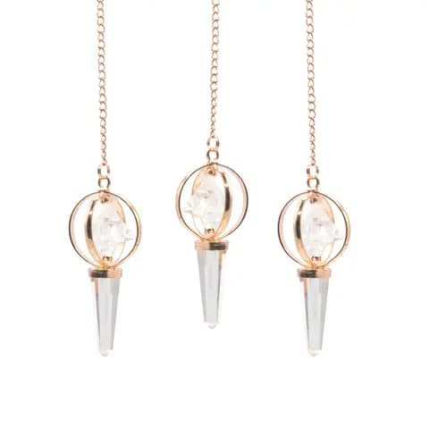 Stellar Gateway - Two Piece Spinning Merkaba Star in Copper Pendulum -  Clear Quartz