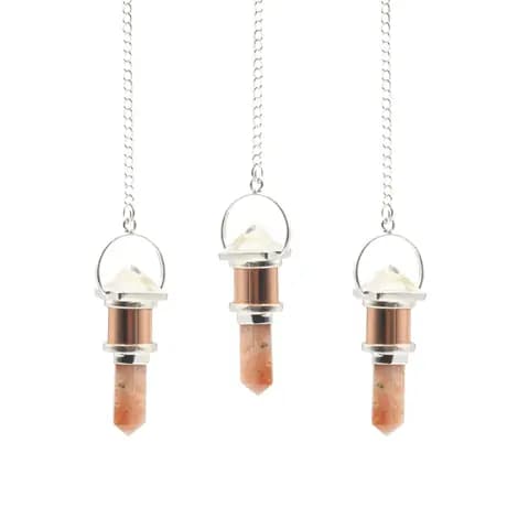 The Moon Chamber- Combo Piece Copper Pendulum -  Clear Quartz & Sunstone
